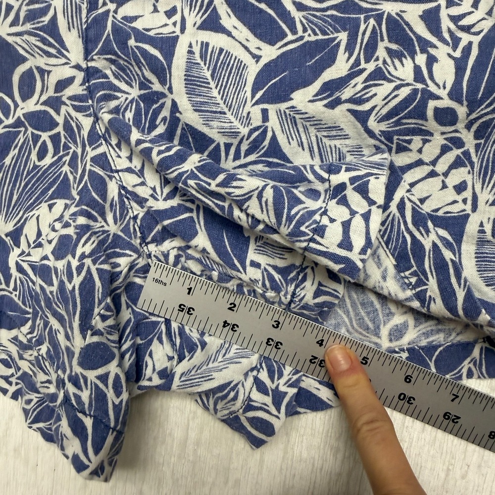 ANA New Approach Paperbag Shorts Linen Blend Women 3X Blue Floral Tropical Vaca - Picture 10 of 15